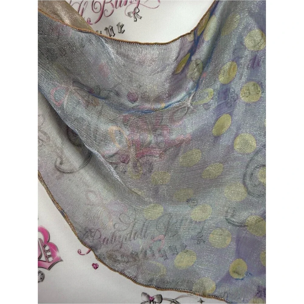 Lightweight Sheer Polka Dot Scarf in Taupe and Lavender